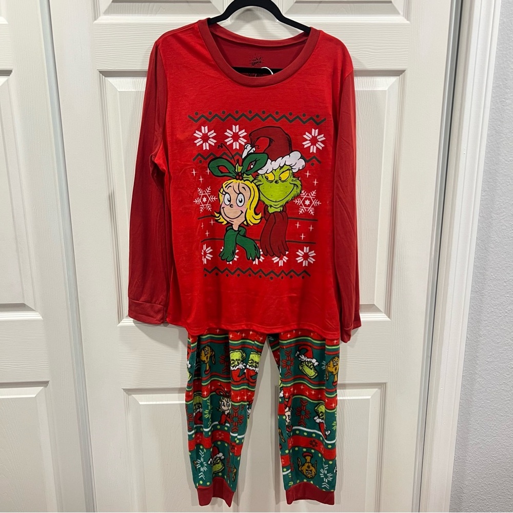 Briefly Stated The Grinch Christmas Pajamas Women’s Size XL Fleece Pants & Top
